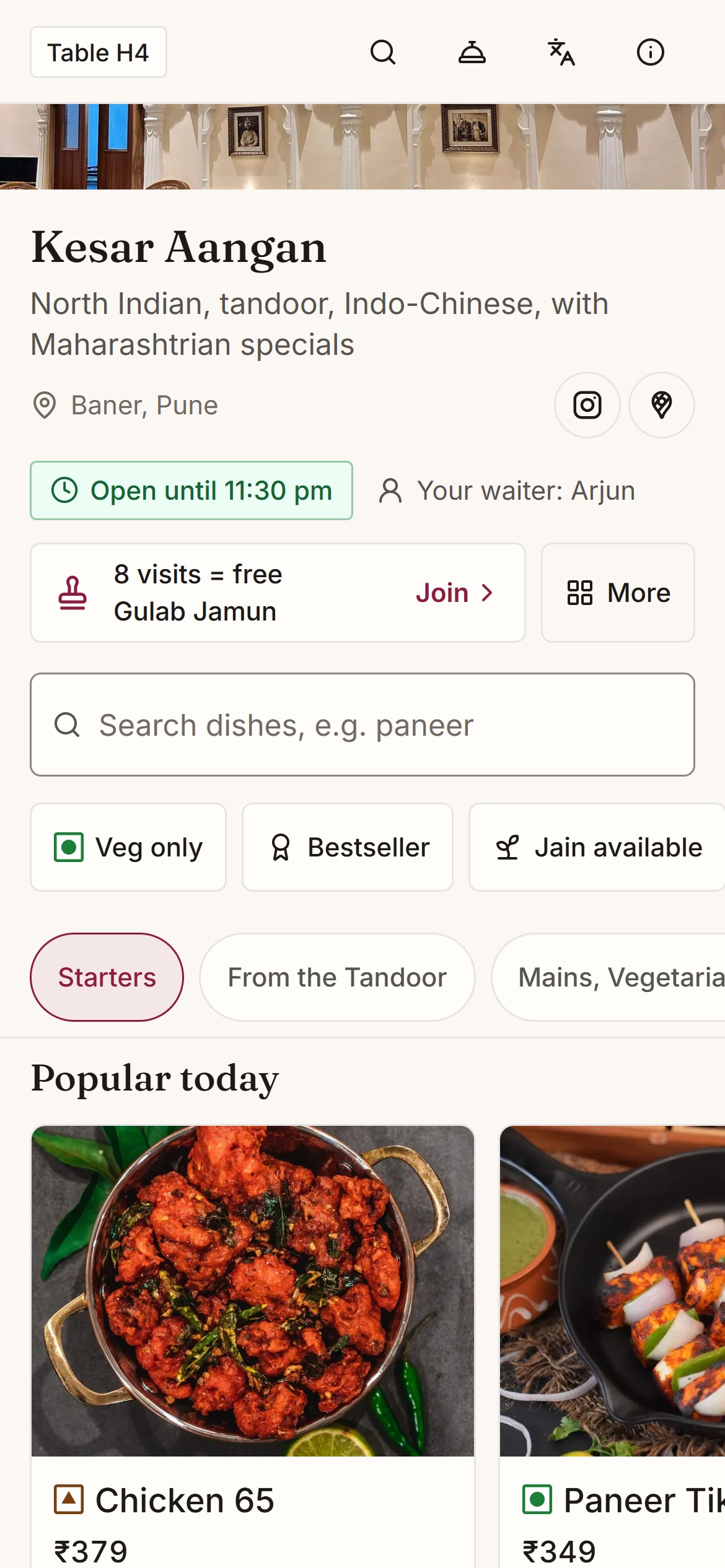 QR code menu ordering on a guest phone